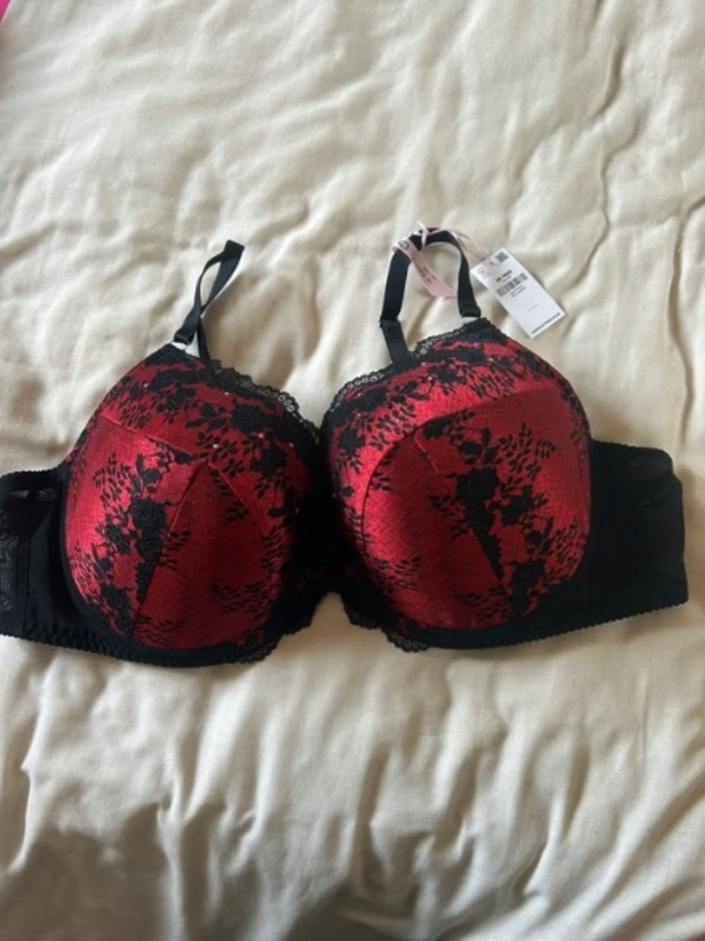 Red and Black Lace Push-Up Bra - Women Intimates